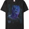 * Fifth Sun Marvel Men'S Panther Neon Line Art Panther Short Sleeve T-Shirt Black New