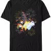 * Fifth Sun Men'S Unicorn Fireworks Short Sleeve T-Shirt Black New