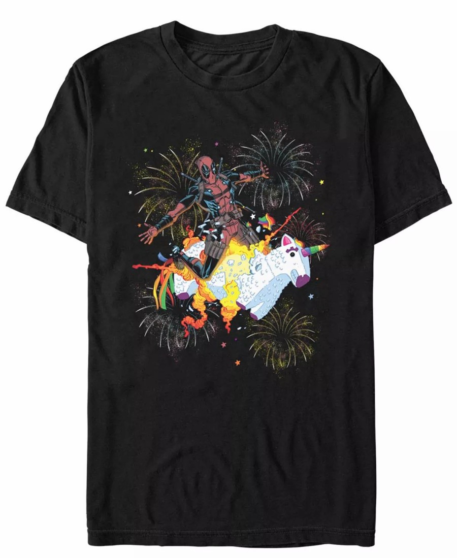 * Fifth Sun Men'S Unicorn Fireworks Short Sleeve T-Shirt Black New