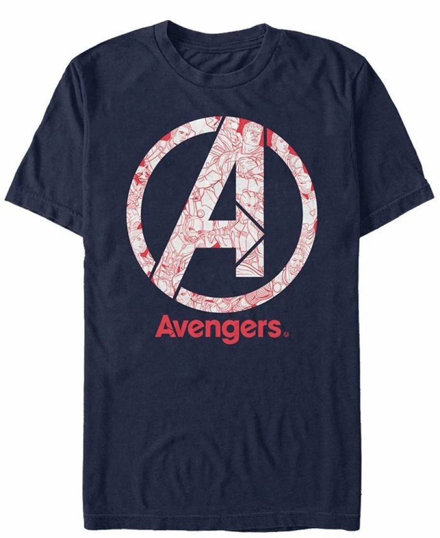 * Fifth Sun Marvel Men'S Avengers Endgame Line Art Logo, Short Sleeve T-Shirt Navy Wholesale