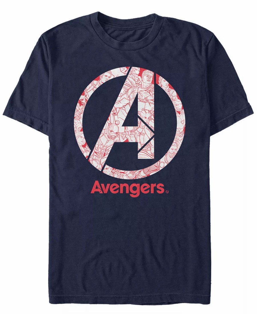 * Fifth Sun Marvel Men'S Avengers Endgame Line Art Logo, Short Sleeve T-Shirt Navy Wholesale