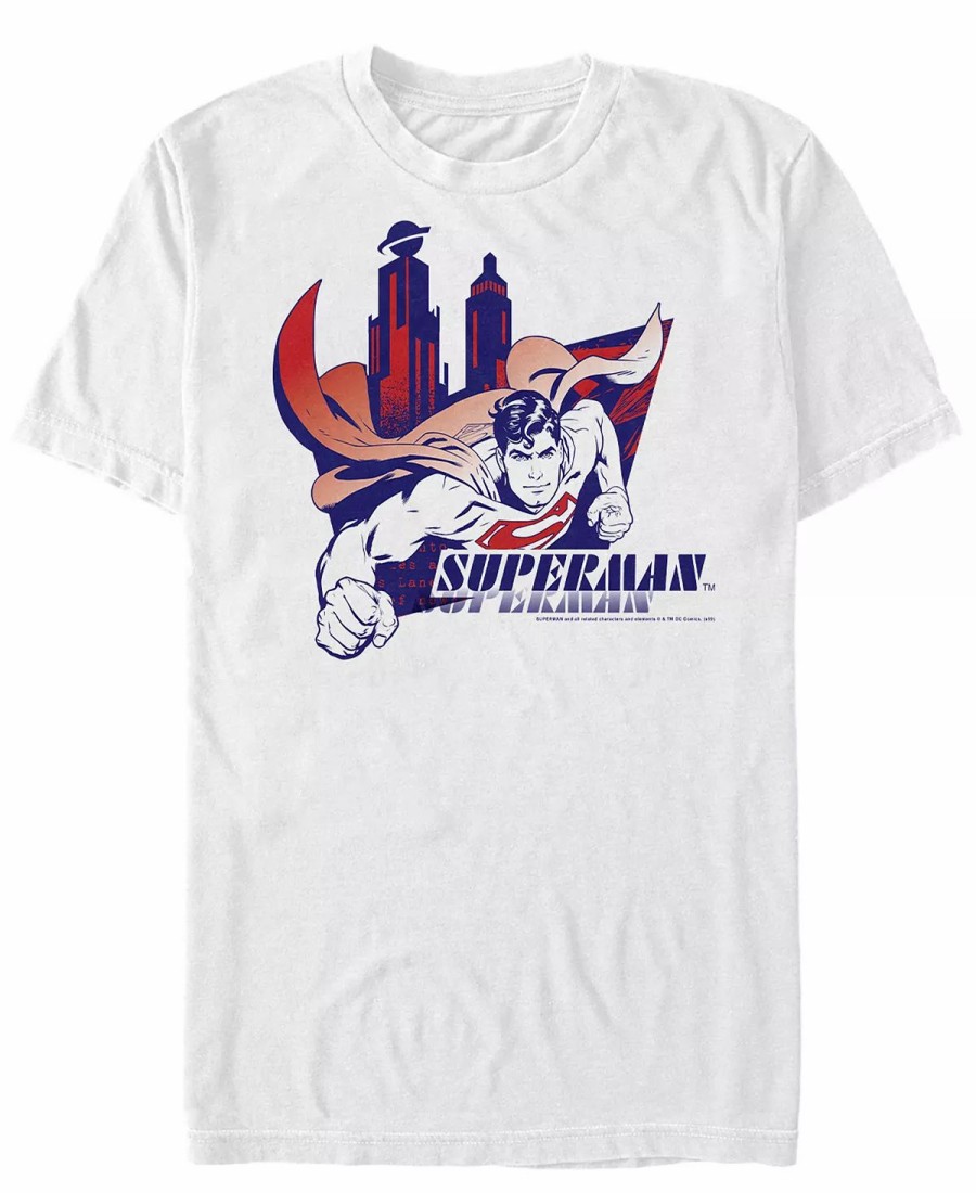 * Fifth Sun Dc Men'S Superman Flying Over The City Short Sleeve T-Shirt White Online