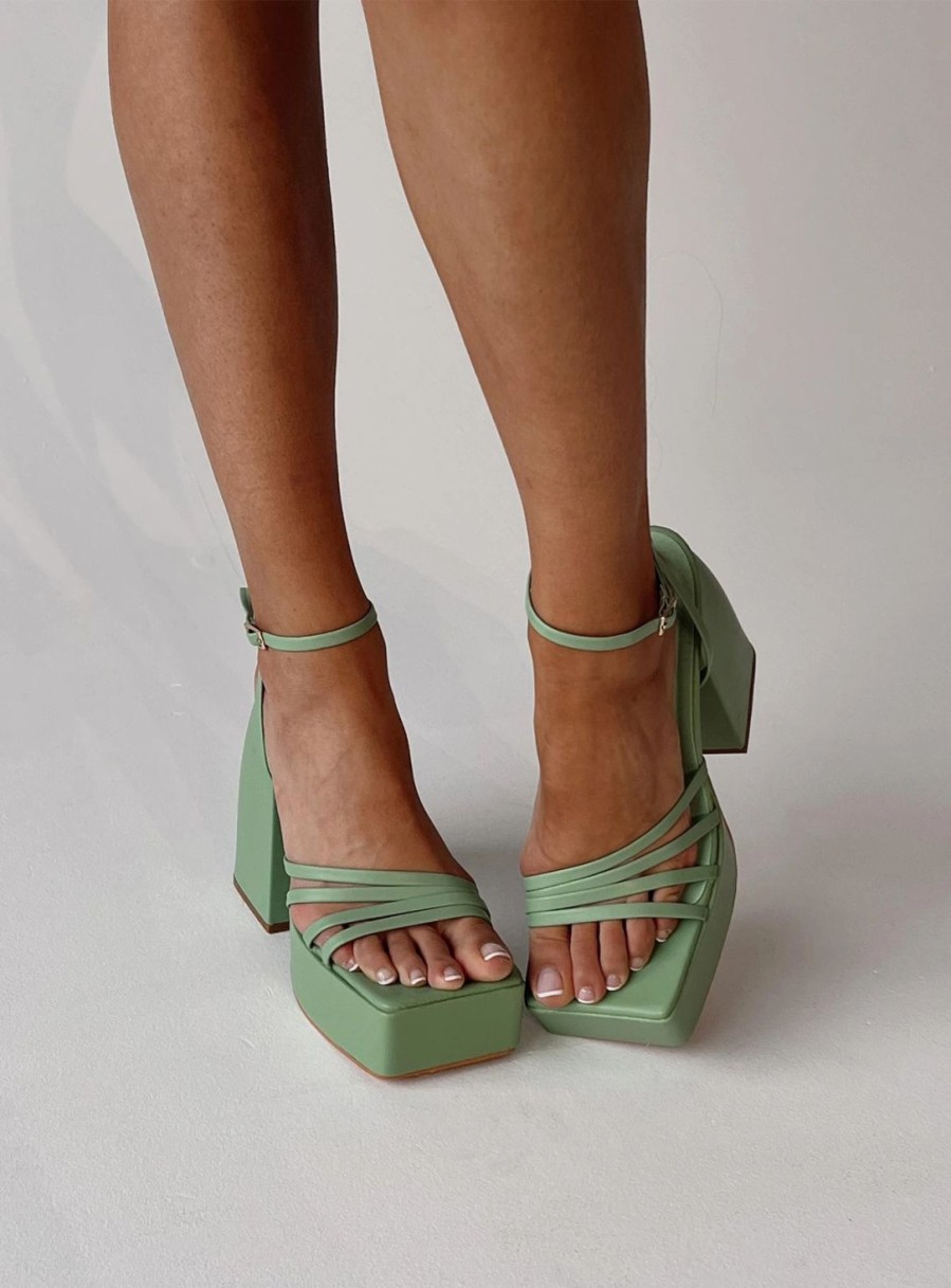 * Princess Polly La Belle Heels Green Hot