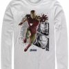 * Fifth Sun Marvel Men'S Avengers Endgame Iron Man Jump Action Pose Panels, Long Sleeve T-Shirt White Best