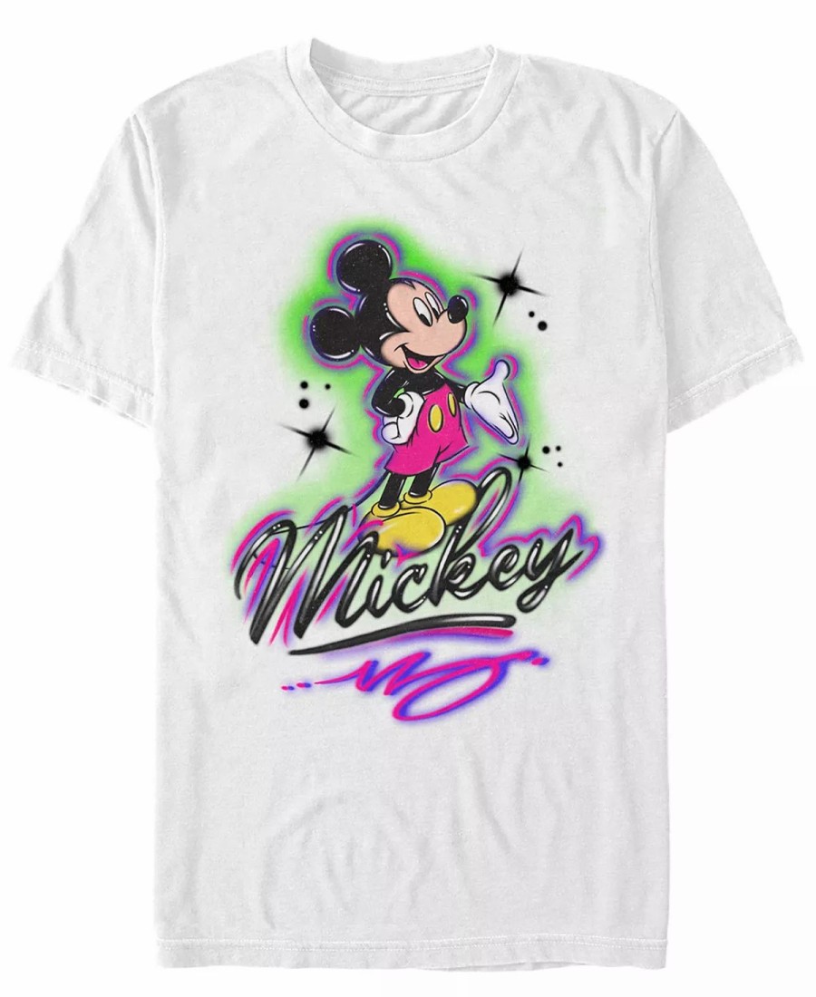 * Fifth Sun Men'S Airbrush Mickey Short Sleeve T-Shirt White Hot