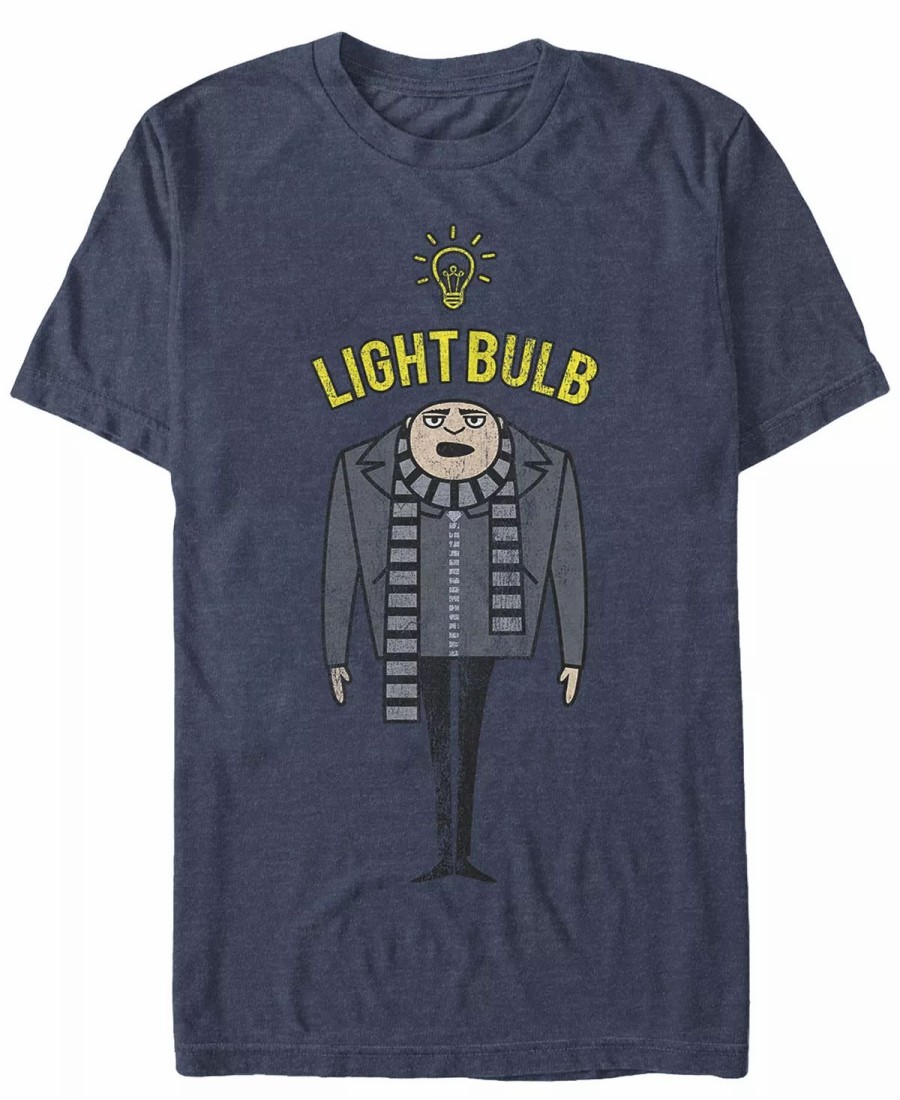 * Fifth Sun Minions Men'S Gru Light Bulb Short Sleeve T-Shirt Navy Heath Wholesale