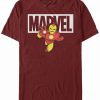 * Fifth Sun Marvel Men'S Classic Iron Man Cartoon Brick Logo, Short Sleeve T-Shirt Burgundy Clearance