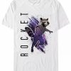 * Fifth Sun Marvel Men'S Guardians Of The Galaxy Painted Rocket Short Sleeve T-Shirt White New