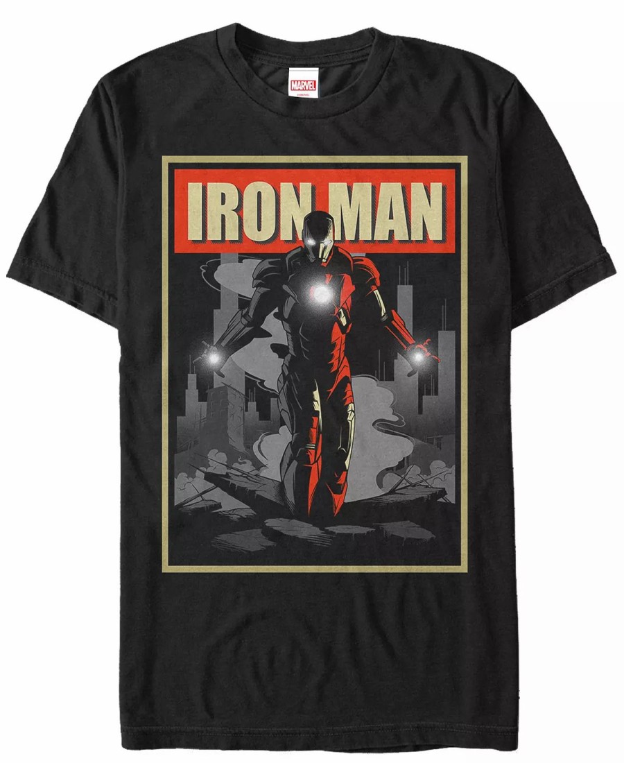 * Fifth Sun Marvel Men'S Comic Collection Vintage Iron Man Poster Short Sleeve T-Shirt Black Hot