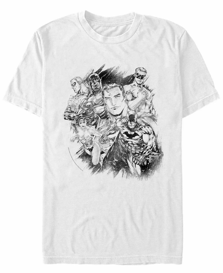 * Fifth Sun Dc Men'S Justice League Group Sketch Short Sleeve T-Shirt White Wholesale