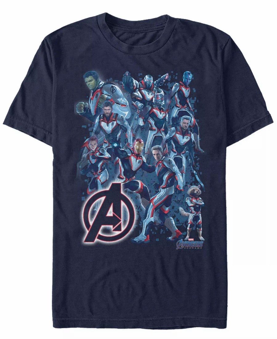 * Fifth Sun Marvel Men'S Avengers Endgame Avengers Suit Group Shot Short Sleeve T-Shirt Navy Hot