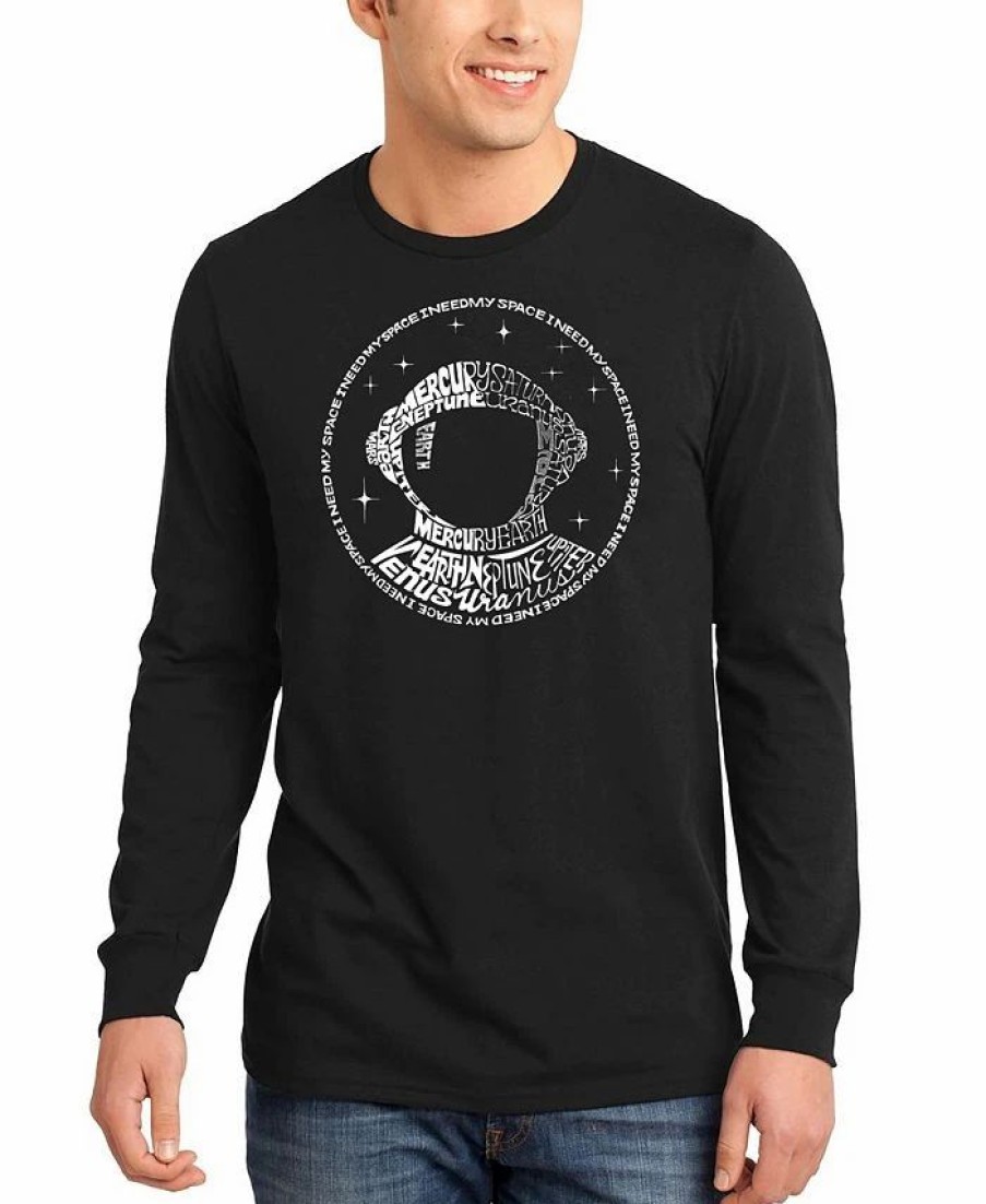 * La Pop Art Men'S I Need My Space Astronaut Word Art Long Sleeve T-Shirt Black Best