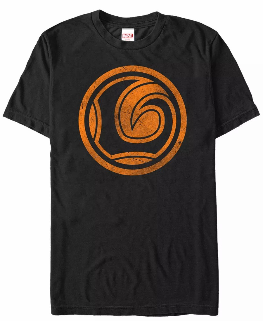 * Fifth Sun Marvel Men'S Loki Distressed Orange Logo Short Sleeve T-Shirt Black Clearance