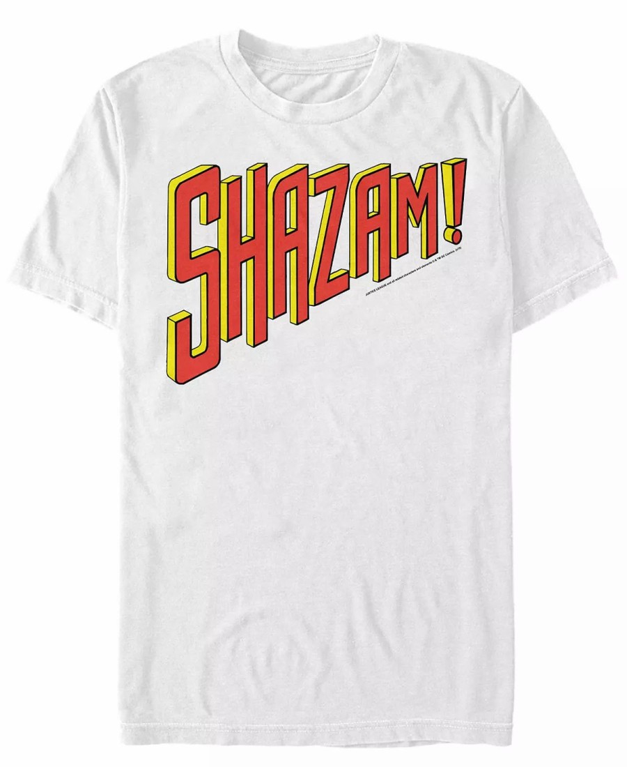 * Fifth Sun Dc Men'S Shazam Text Logo Short Sleeve T-Shirt White Hot