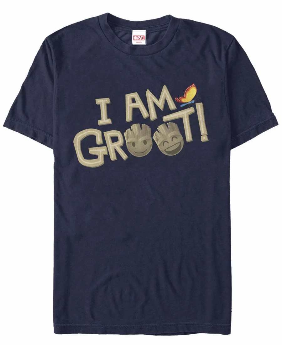 * Fifth Sun Men'S Groot Emoji Short Sleeve Crew T-Shirt Navy Wholesale