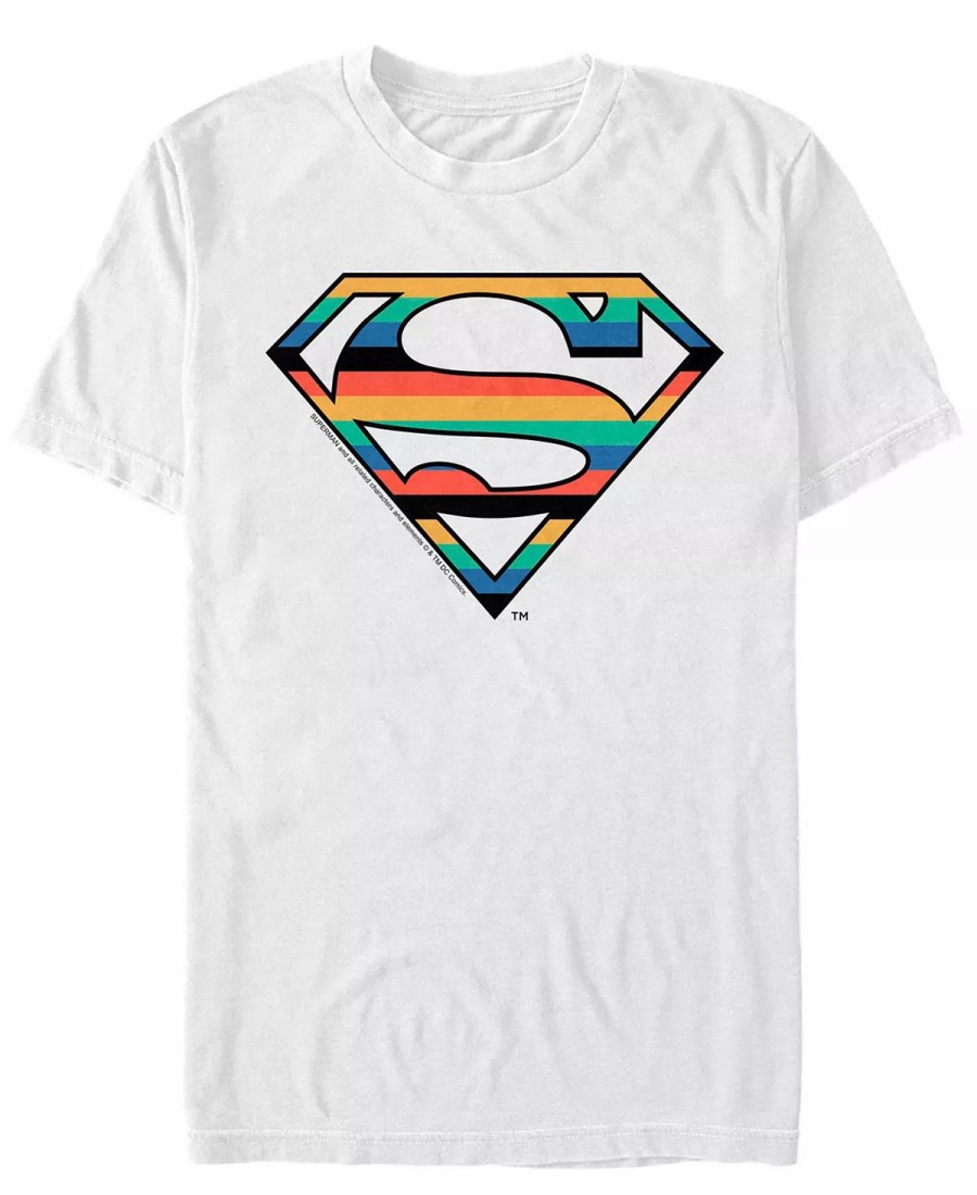 * Fifth Sun Dc Men'S Superman Stripes Logo Short Sleeve T-Shirt White Clearance