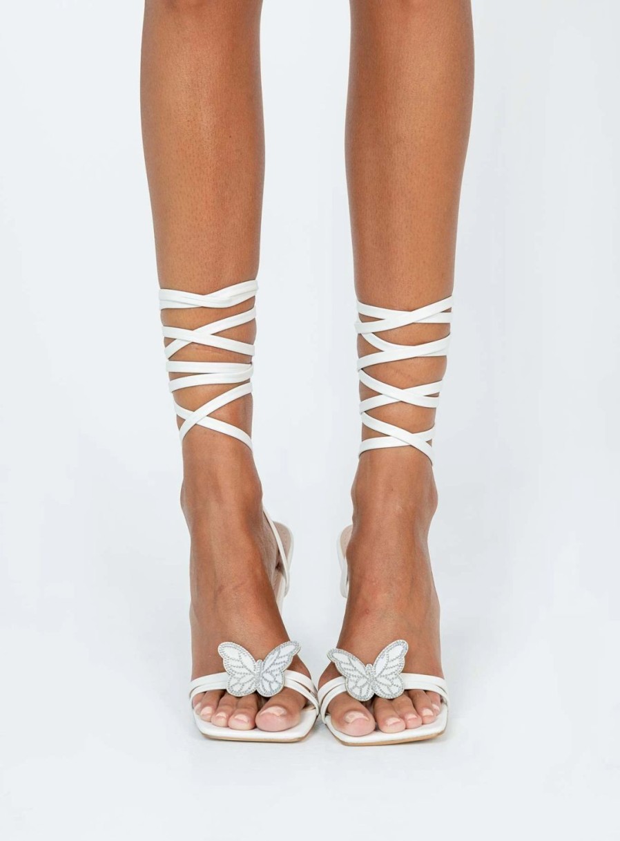 * Princess Polly Lamina Strappy Heels White New