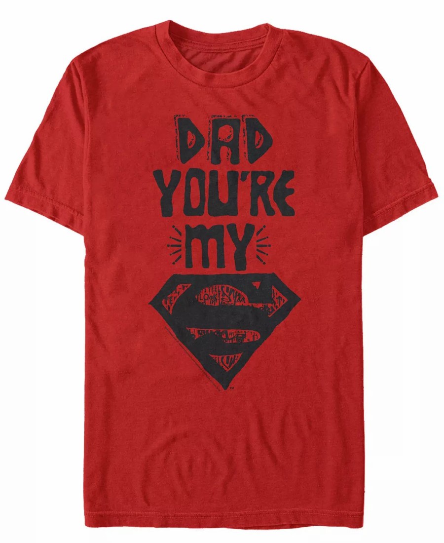 * Fifth Sun Dc Men'S Dad You'Re My Superman Short Sleeve T-Shirt Red Best