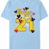 * Fifth Sun Men'S Mickey Birthday 21 Short Sleeve Crew T-Shirt Light Blue Best