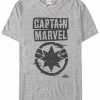 * Fifth Sun Marvel Men'S Captain Marvel Painted Distressed Logo Short Sleeve T-Shirt Athletic H Hot