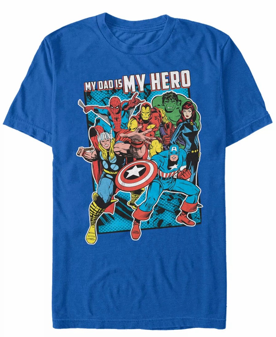 * Fifth Sun Marvel Men'S Comic Collection My Dad Is My Hero Short Sleeve T-Shirt Royal Online