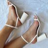 * Princess Polly Nightfall Ankle Strap Block Heels Matte White Online