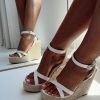 * Princess Polly Jesper Espadrille Wedged Heels Croc White Hot