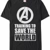 * Fifth Sun Marvel Men'S Comic Collection Avengers Logo Training To Save The World Short Sleeve T-Shirt Black Best