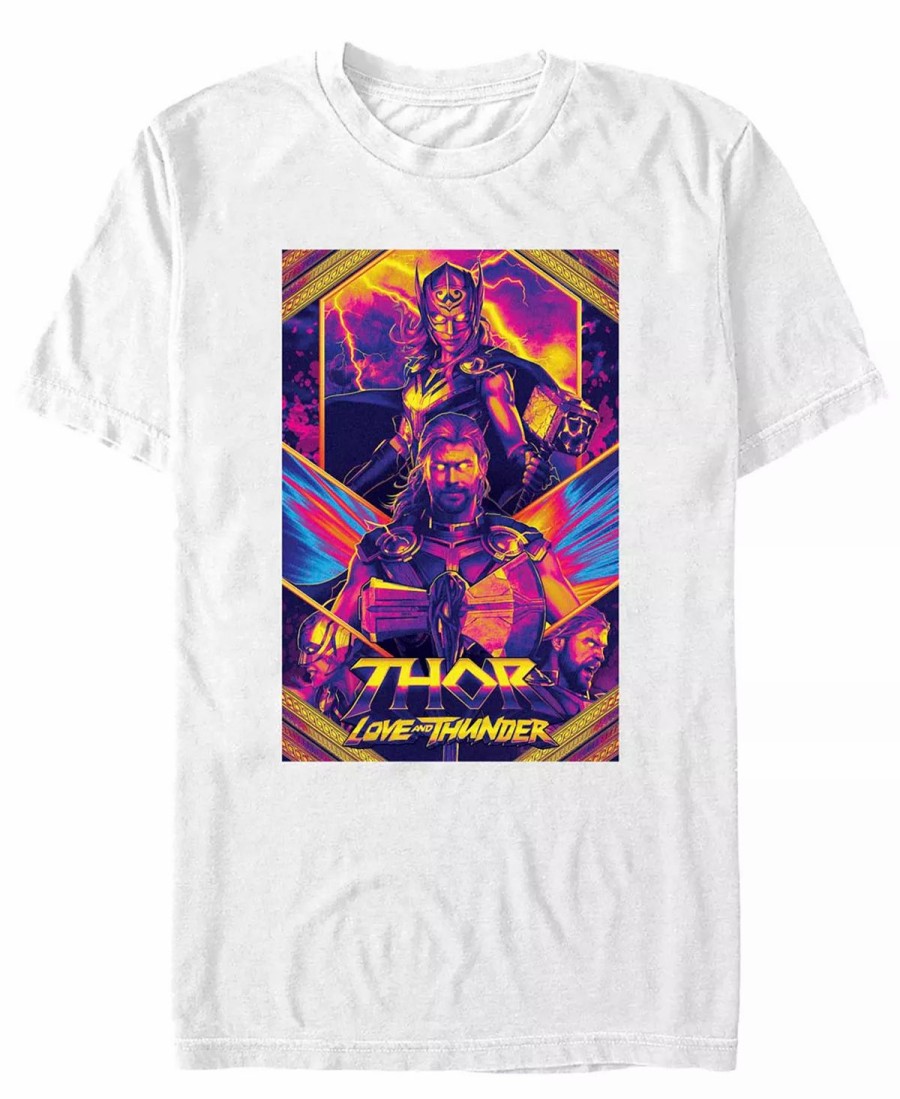 * Fifth Sun Men'S Marvel Likeness Thor Movie 4 Poster Short Sleeve T-Shirt White Best