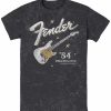 * Fifth Sun Men'S Fender Western Stratocaster Short Sleeve Mineral Wash T-Shirt Black Hot