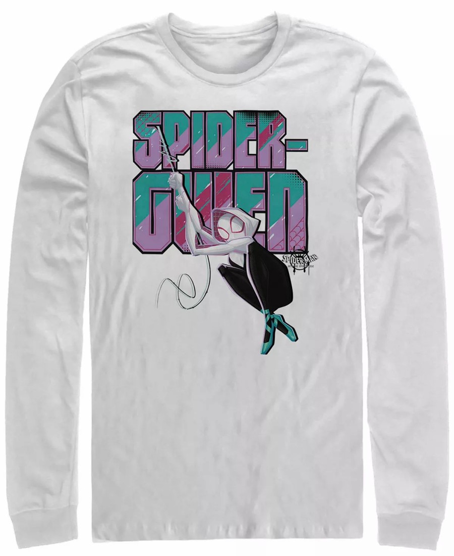 * Fifth Sun Marvel Men'S Spider-Man Into The Spider-Verse Spider-Gwen Swinging, Long Sleeve T-Shirt White Best