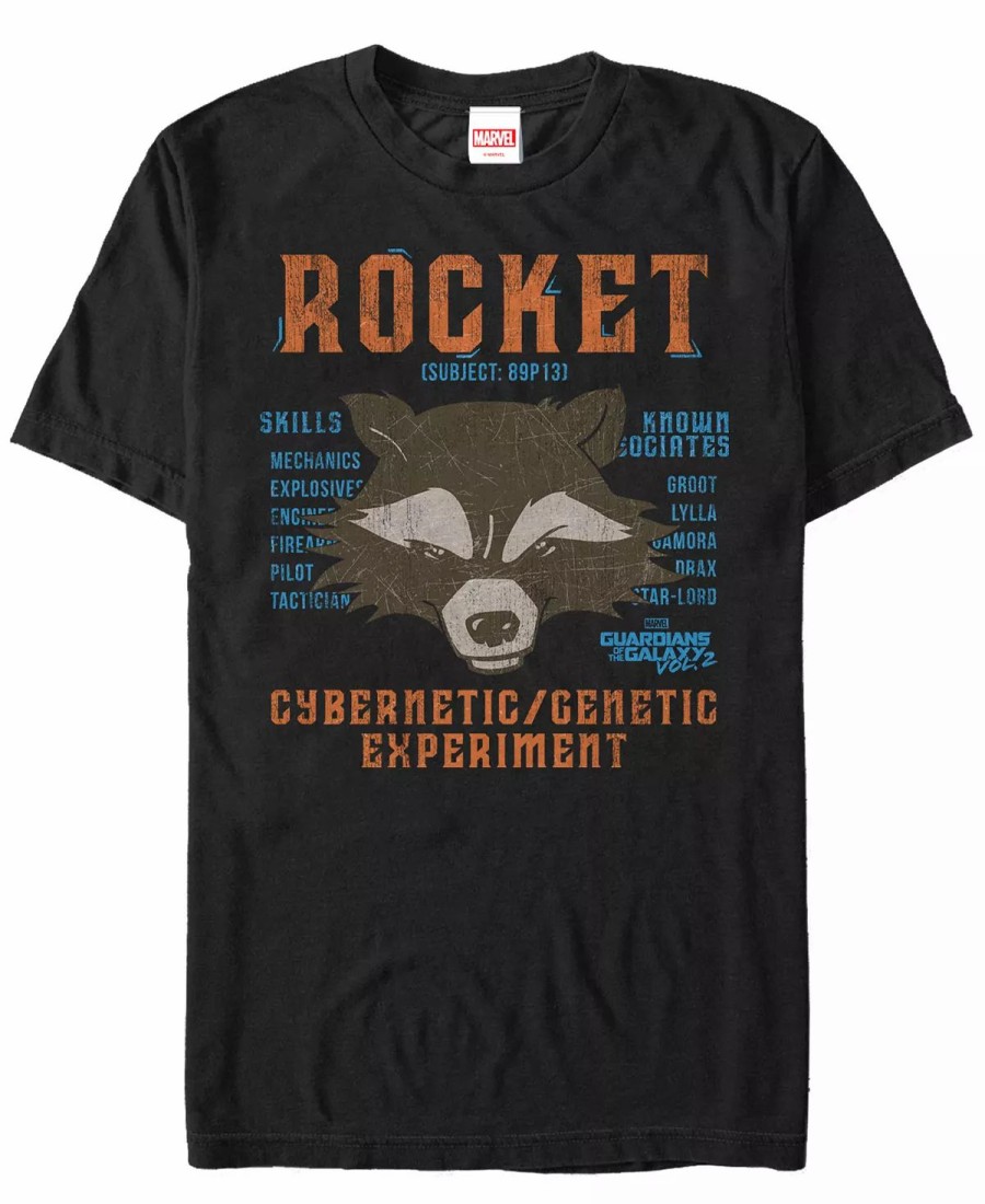 * Fifth Sun Marvel Men'S Guardians Of The Galaxy Vol. 2 Rocket Cybernetic Genetic Experiment Short Sleeve T-Shirt Black Online