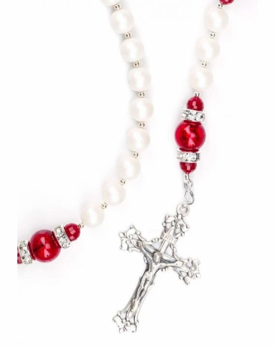 * Venetian Red And Pearls Rosary Wholesale