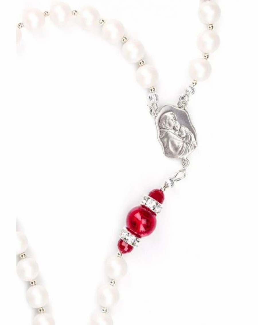 * Venetian Red And Pearls Rosary Wholesale