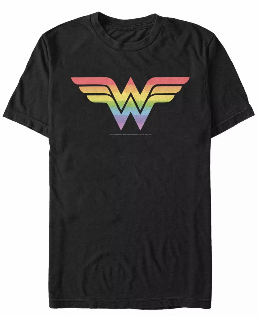 * Fifth Sun Men'S Wonder Woman Wonder Rainbow Short Sleeve T-Shirt Black Wholesale