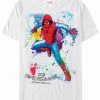 * Fifth Sun Marvel Men'S Spider-Man Homecoming Neon Painted Brick Wall Pose Short Sleeve T-Shirt White New