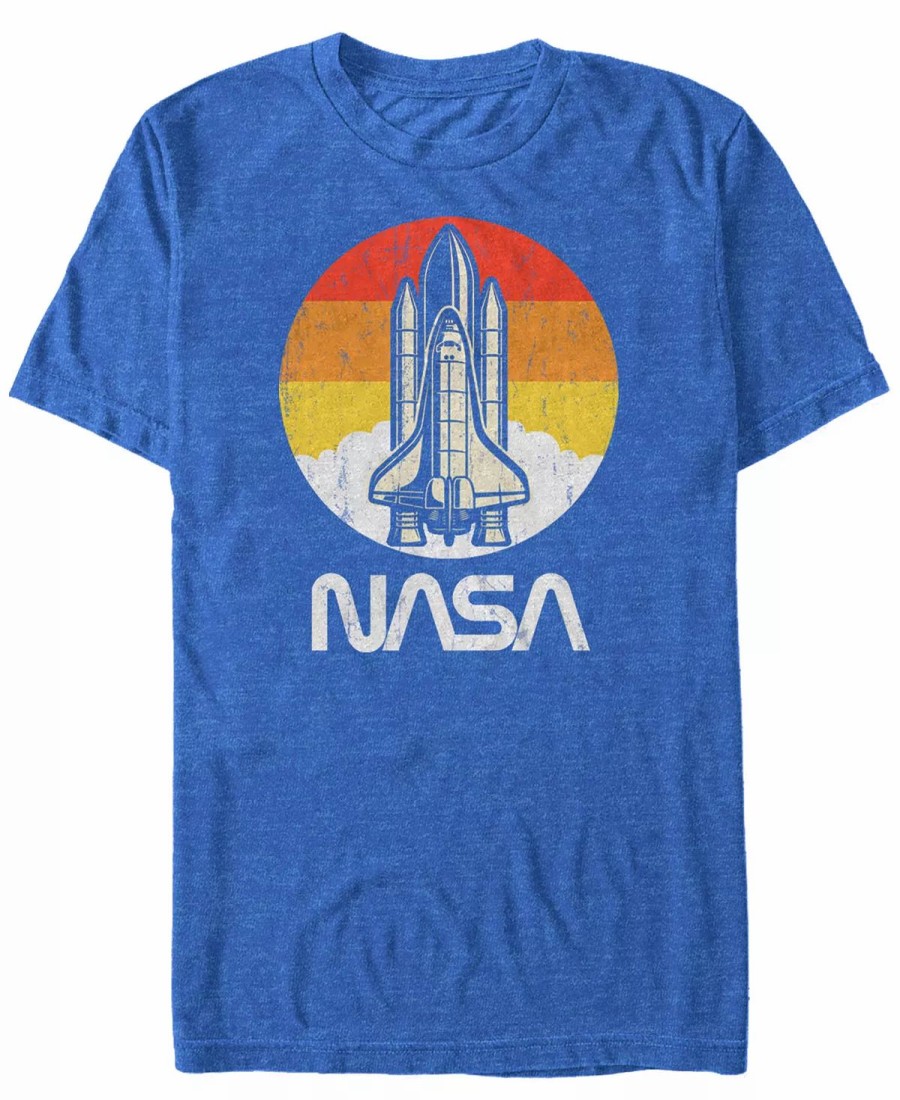 * Fifth Sun Nasa Men'S Vintage-Like Distressed Space Shuttle Launch Logo Short Sleeve T-Shirt Royal Heat Best