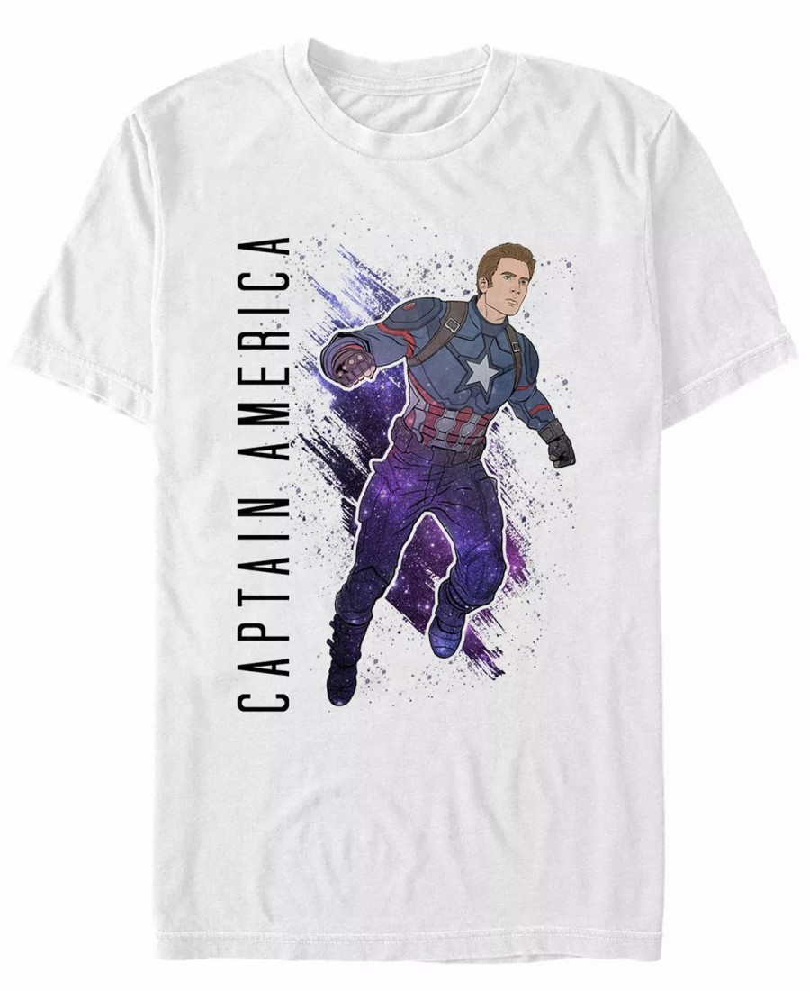 * Fifth Sun Marvel Men'S Avengers Galaxy Painted Captain America Short Sleeve T-Shirt White Hot