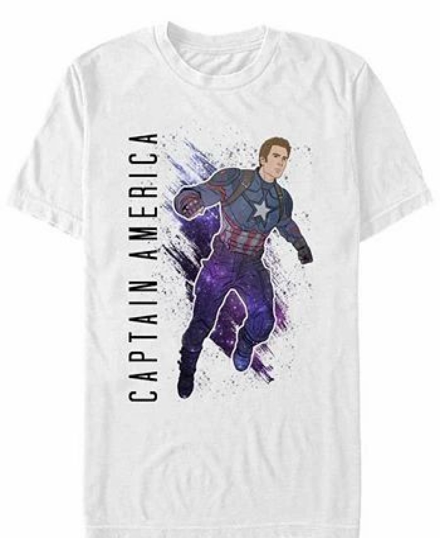 * Fifth Sun Marvel Men'S Avengers Galaxy Painted Captain America Short Sleeve T-Shirt White Hot