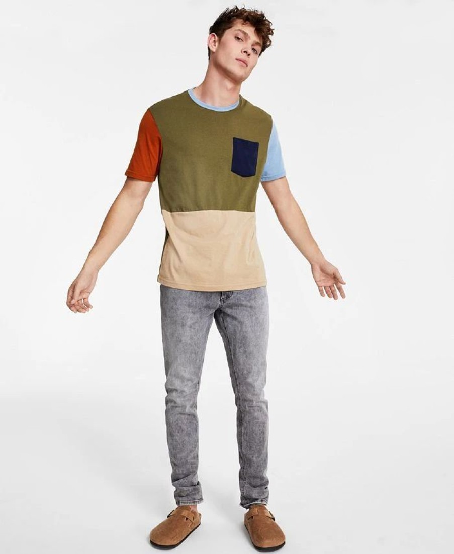 * Sun + Stone Men'S Wayne Colorblocked T-Shirt, Created For Macy'S Winter Moss Online