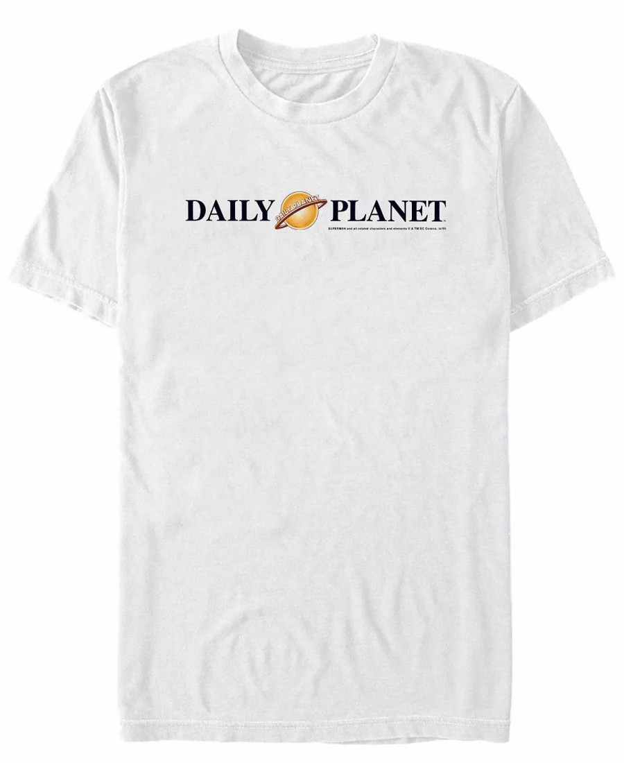 * Fifth Sun Dc Men'S Superman Daily Planet Text Logo Short Sleeve T-Shirt White Clearance