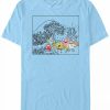 * Fifth Sun Men'S Japanese Waves Short Sleeve Crew T-Shirt Baby Blue Hot