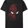 * Fifth Sun Marvel Men'S Spider Man Far From Home Tech Big Face, Short Sleeve T-Shirt Black New