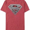 * Fifth Sun Men'S Superman Concrete Logo Short Sleeve T-Shirt Red Heather Hot