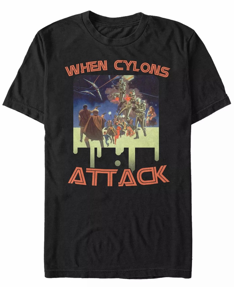 * Fifth Sun Battlestar Galactica Men'S When Cylons Attack Short Sleeve T-Shirt Black Best