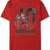 * Fifth Sun Men'S Marvel Iron Man 40Th Birthday Action Pose Short Sleeve T-Shirt Red Hot