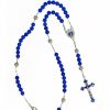 * Blue Agate And Strass Enamelled Crucifix Necklace Hot