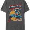 * Fifth Sun Marvel Men'S Comic Collection Retro Captain America Action Pose Short Sleeve T-Shirt Charcoal H Online