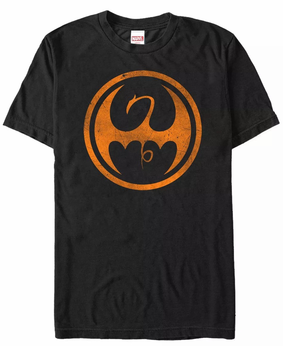 * Fifth Sun Marvel Men'S Iron Fist Distressed Orange Logo Short Sleeve T-Shirt Black Online