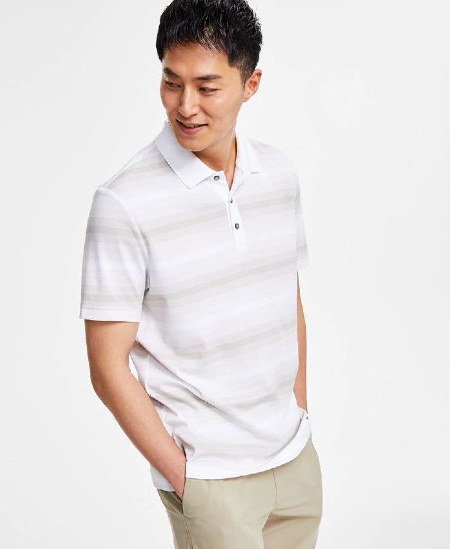 * Alfani Men'S Regular-Fit Supima Knit Interlock Striped Polo Shirt, Created For Macy'S Clearance